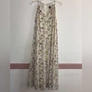 DREW Cream and Gold Floral Maxi Dress